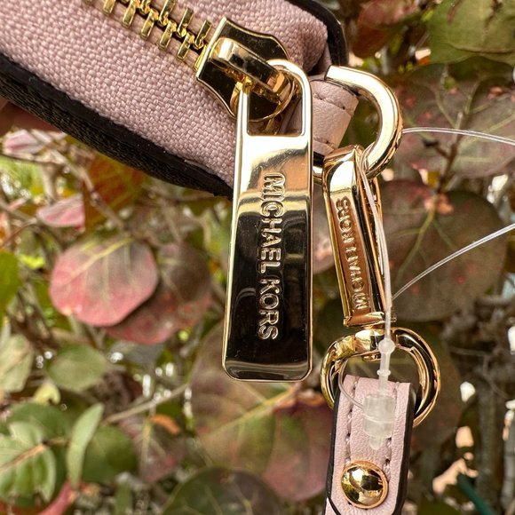 Michael Kors Jet Set Travel Large Continental Wallet Wristlet MK Brown Pink - Picture 8 of 10